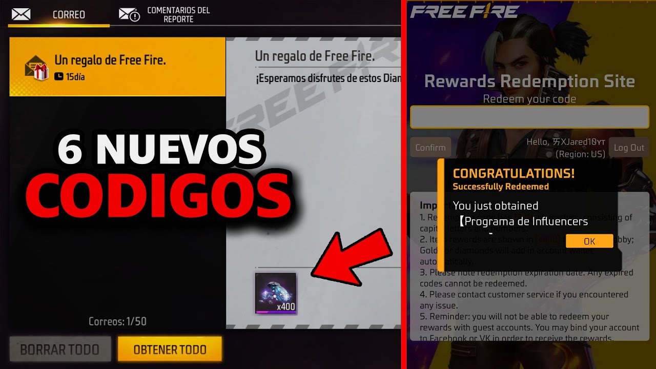 🔴RECLAMA NUEVOS CODIGOS de FREE FIRE OFICIALES 